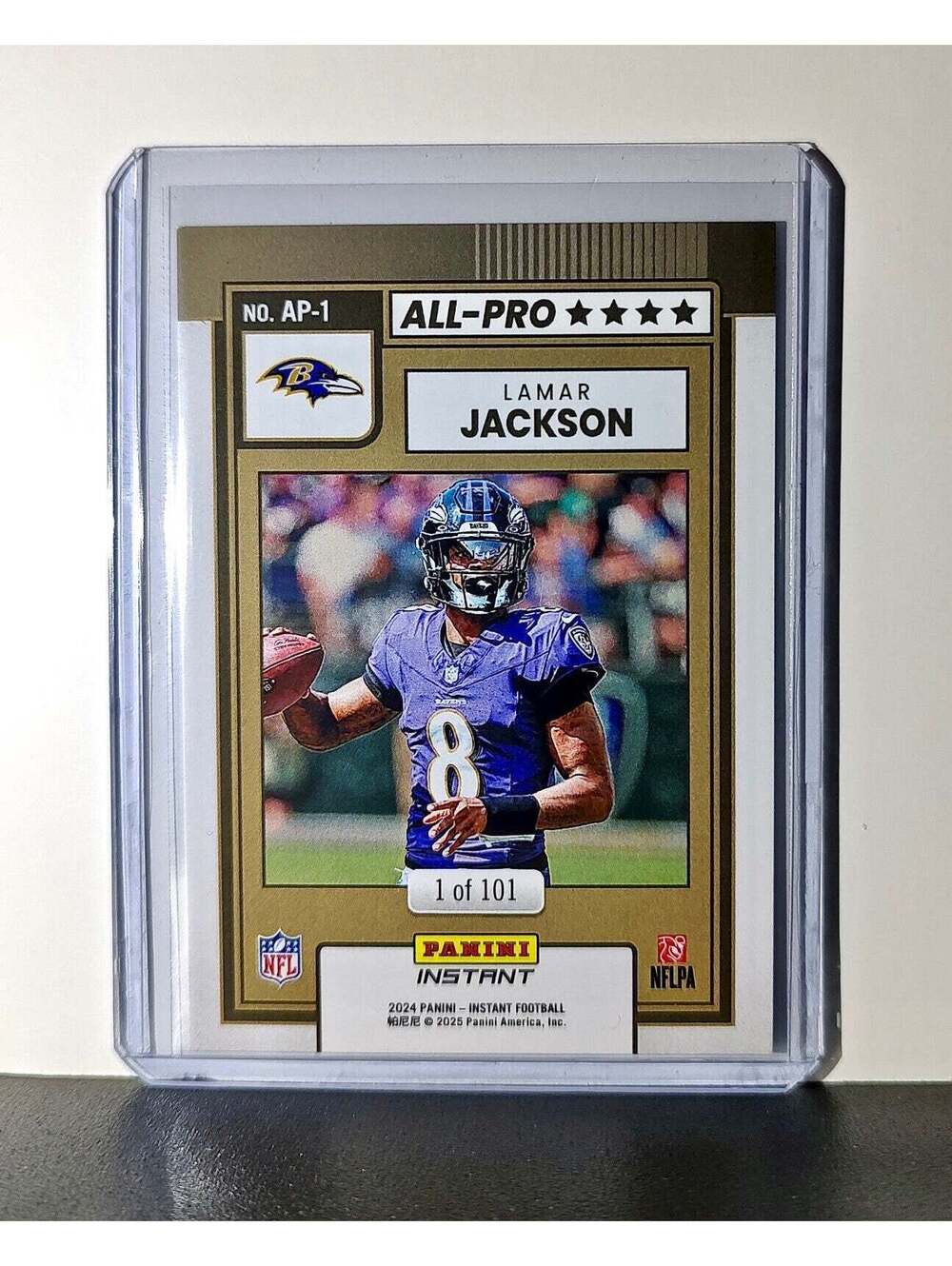 Lamar Jackson 2024 All-Pro Panini NFL #1 Football Card Baltimore Ravens 1 of 101 - Picture 2 of 2
